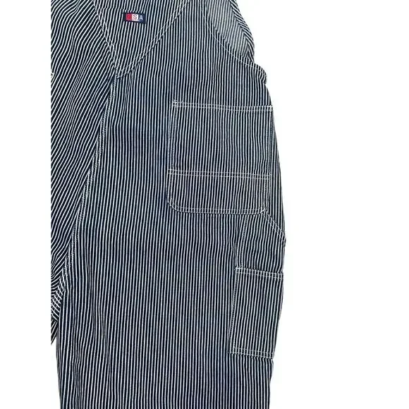 Vtg USA Works Sz 40x30 Railroad Stripe Adjustable Strap Carpenter Bib Overalls